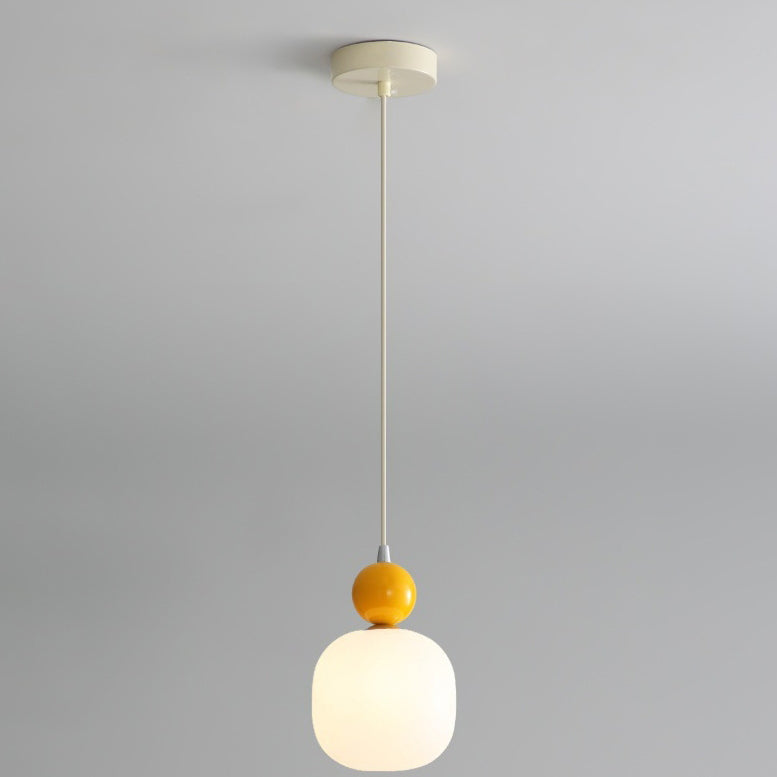 Contemporary Nordic Resin PE Ball Cylinder 1-Light Pendant Light For Bedside