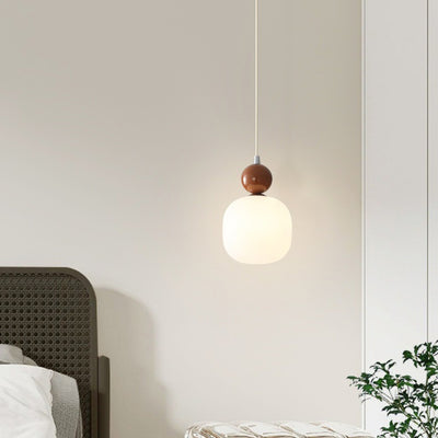 Contemporary Nordic Resin PE Ball Cylinder 1-Light Pendant Light For Bedside