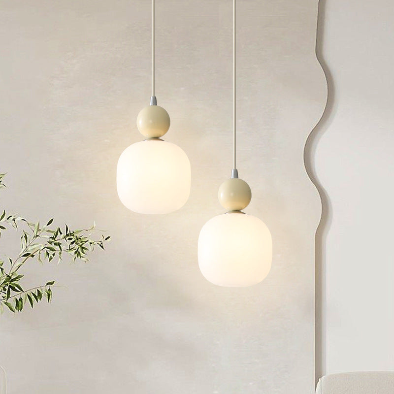 Contemporary Nordic Resin PE Ball Cylinder 1-Light Pendant Light For Bedside