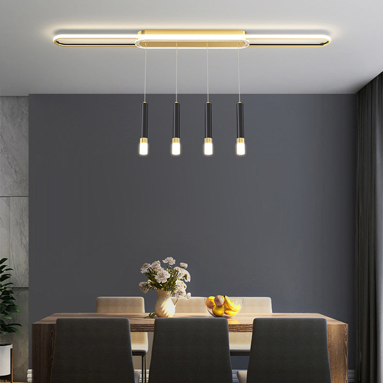 Modern Simplicity Iron Aluminium Acrylic Silica Elliptical Strip LED Flush Mount Ceiling Light For Dining Room