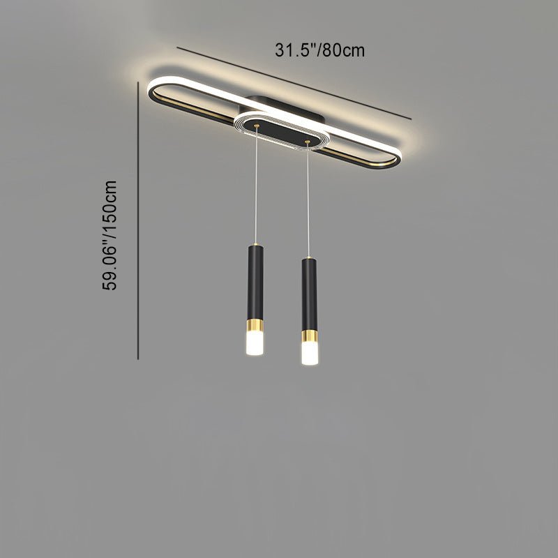 ضوء سقف LED مثبت بمظهر حديث من الحديد والألمنيوم والأكريليك والسيليكا بشريط بيضاوي لغرفة الطعام 