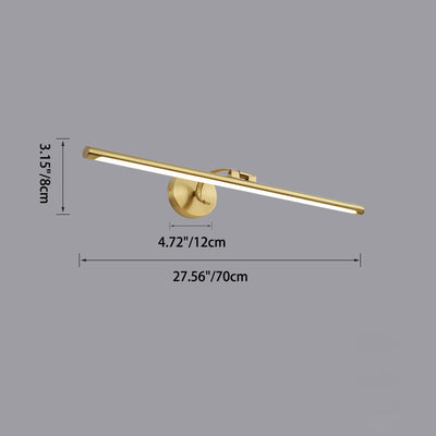 Modern Minimalist Copper Acrylic Strip LED Wall Sconce Lamp Vanity Light For Bathroom