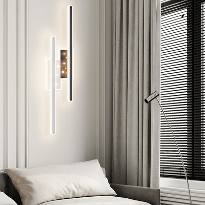 Contemporary Nordic Metal Aluminium Acrylic Strip Star Rectangular LED Wall Sconce Lamp For Hallway