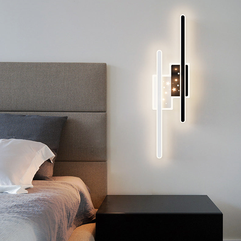 Contemporary Nordic Metal Aluminium Acrylic Strip Star Rectangular LED Wall Sconce Lamp For Hallway