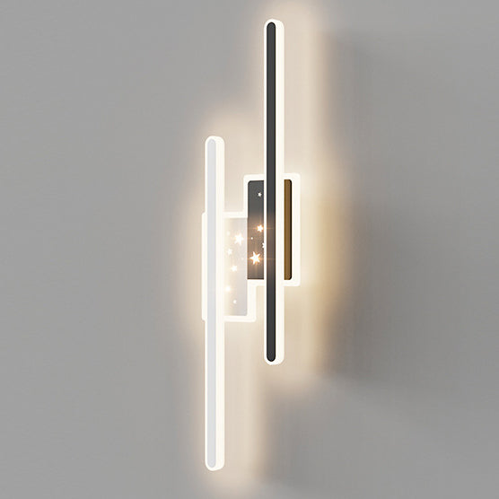 Contemporary Nordic Metal Aluminium Acrylic Strip Star Rectangular LED Wall Sconce Lamp For Hallway