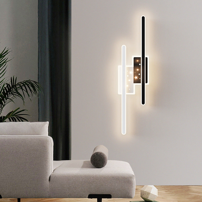 Contemporary Nordic Metal Aluminium Acrylic Strip Star Rectangular LED Wall Sconce Lamp For Hallway