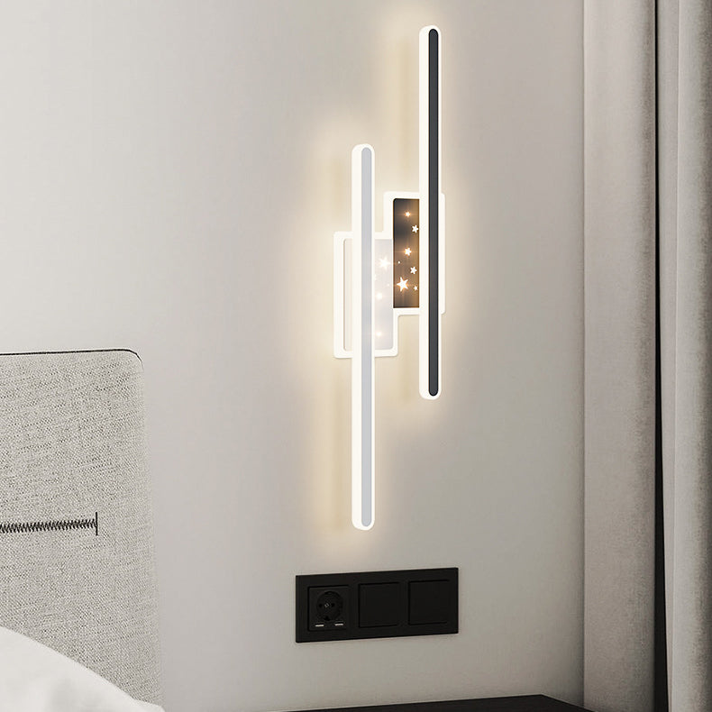 Contemporary Nordic Metal Aluminium Acrylic Strip Star Rectangular LED Wall Sconce Lamp For Hallway