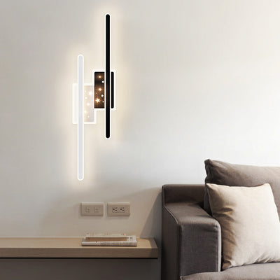 Contemporary Nordic Metal Aluminium Acrylic Strip Star Rectangular LED Wall Sconce Lamp For Hallway