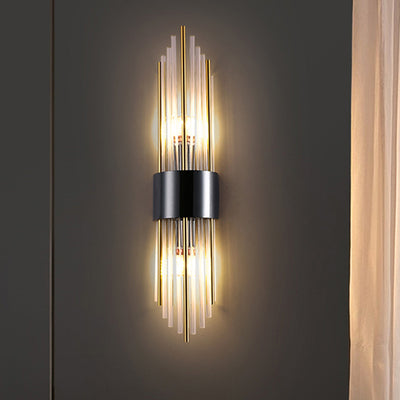 Modern Luxury Stainless Steel Crystal Rhombic Strip 2-Light Wall Sconce Lamp For Hallway