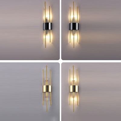 Modern Luxury Stainless Steel Crystal Rhombic Strip 2-Light Wall Sconce Lamp For Hallway