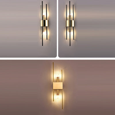 Modern Luxury Stainless Steel Crystal Rhombic Strip 2-Light Wall Sconce Lamp For Hallway