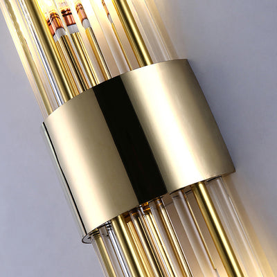 Modern Luxury Stainless Steel Crystal Rhombic Strip 2-Light Wall Sconce Lamp For Hallway