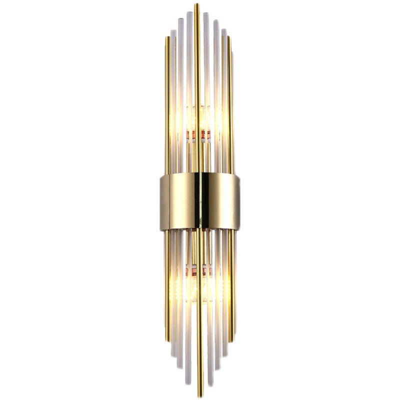 Modern Luxury Stainless Steel Crystal Rhombic Strip 2-Light Wall Sconce Lamp For Hallway