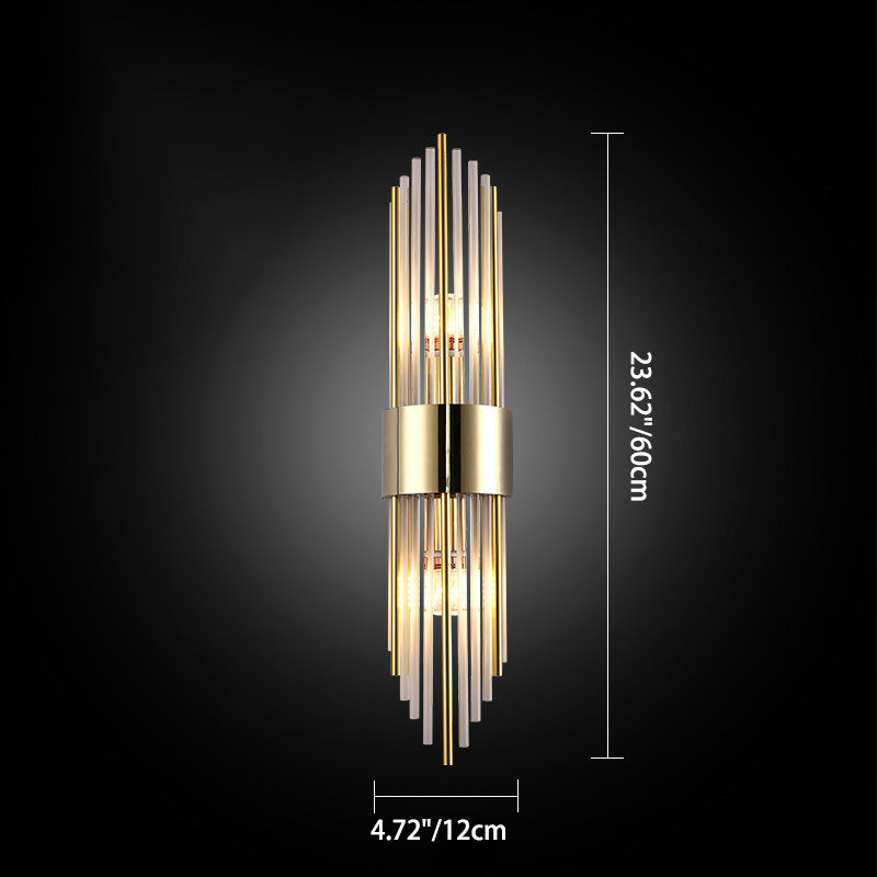 Modern Luxury Stainless Steel Crystal Rhombic Strip 2-Light Wall Sconce Lamp For Hallway