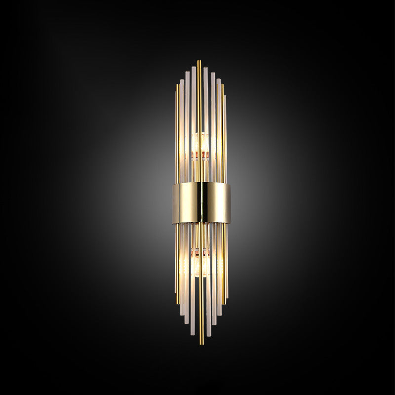 Modern Luxury Stainless Steel Crystal Rhombic Strip 2-Light Wall Sconce Lamp For Hallway