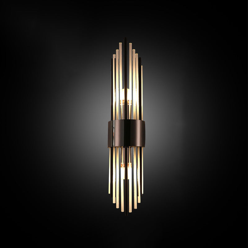 Modern Luxury Stainless Steel Crystal Rhombic Strip 2-Light Wall Sconce Lamp For Hallway