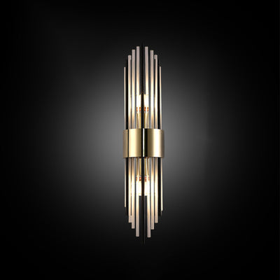 Modern Luxury Stainless Steel Crystal Rhombic Strip 2-Light Wall Sconce Lamp For Hallway