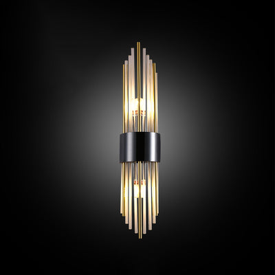 Modern Luxury Stainless Steel Crystal Rhombic Strip 2-Light Wall Sconce Lamp For Hallway