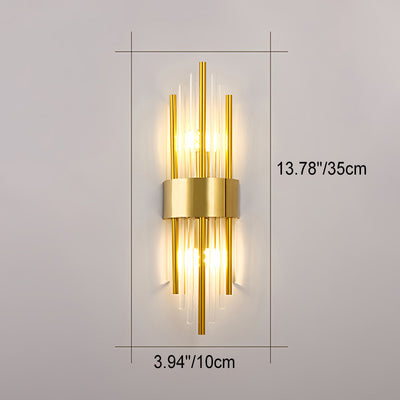 Modern Luxury Stainless Steel Crystal Rhombic Strip 2-Light Wall Sconce Lamp For Hallway