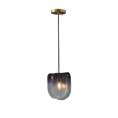 Modern Mid-century Brass Glass Elliptical 1-Light Pendant Light For Bedside