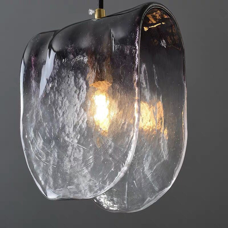 Modern Mid-century Brass Glass Elliptical 1-Light Pendant Light For Bedside