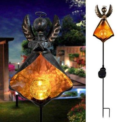 Traditional European Solar Waterproof Iron Flame Moon Teardrop LED Landscape Lighting Outdoor Light For Garden