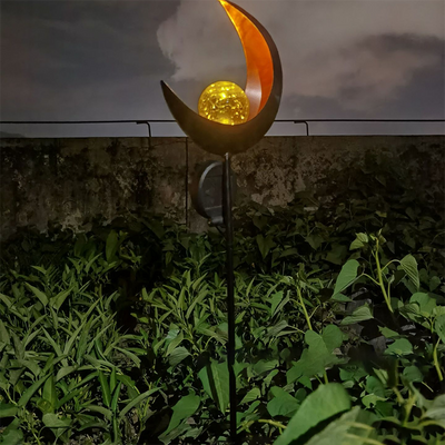 Traditional European Solar Waterproof Iron Flame Moon Teardrop LED Landscape Lighting Outdoor Light For Garden