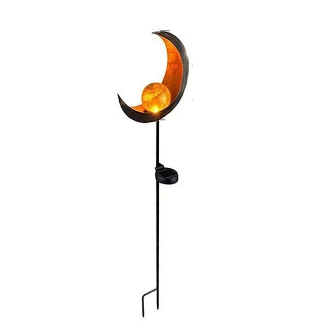 Traditional European Solar Waterproof Iron Flame Moon Teardrop LED Landscape Lighting Outdoor Light For Garden