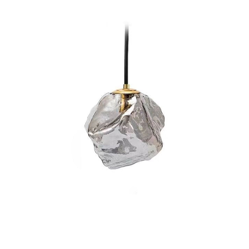 Modern Minimalist Metal Glass Ice Cube 1-Light Pendant Light For Bedside