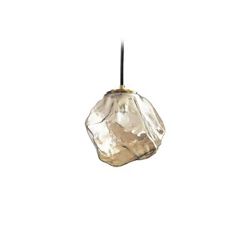 Modern Minimalist Metal Glass Ice Cube 1-Light Pendant Light For Bedside