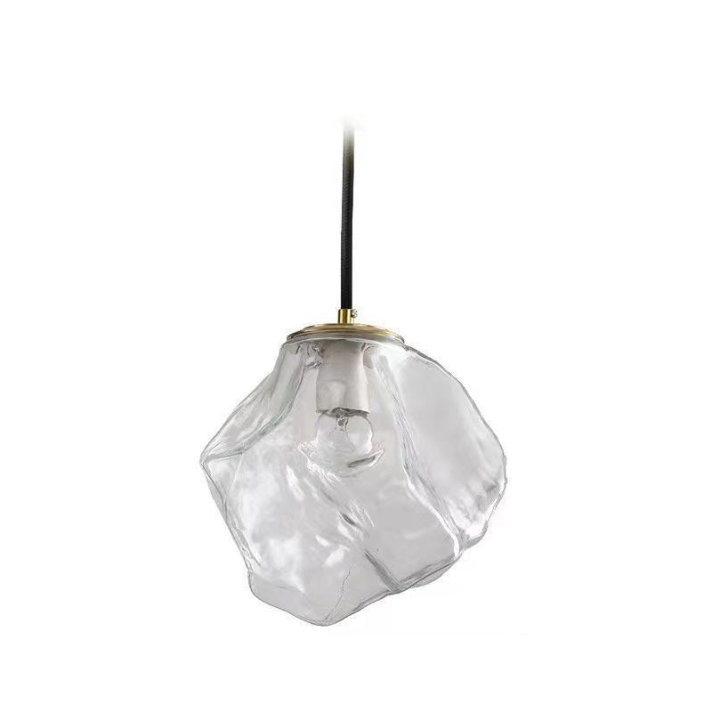 Modern Minimalist Metal Glass Ice Cube 1-Light Pendant Light For Bedside