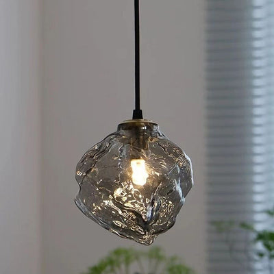 Modern Minimalist Metal Glass Ice Cube 1-Light Pendant Light For Bedside