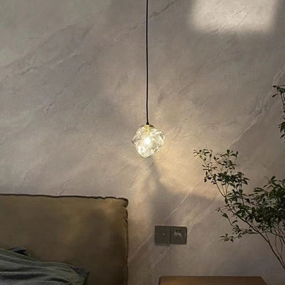 Modern Minimalist Metal Glass Ice Cube 1-Light Pendant Light For Bedside