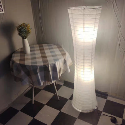 Contemporary Nordic Paper Column Cubic 2-Light Standing Floor Lamp For Bedroom