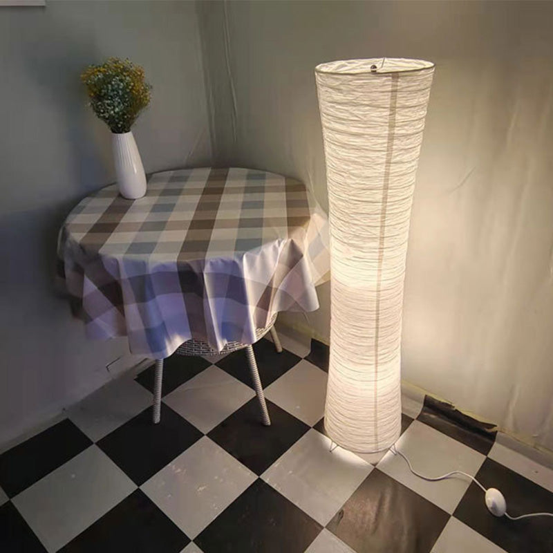 Contemporary Nordic Paper Column Cubic 2-Light Standing Floor Lamp For Bedroom