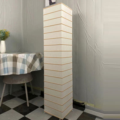 Contemporary Nordic Paper Column Cubic 2-Light Standing Floor Lamp For Bedroom