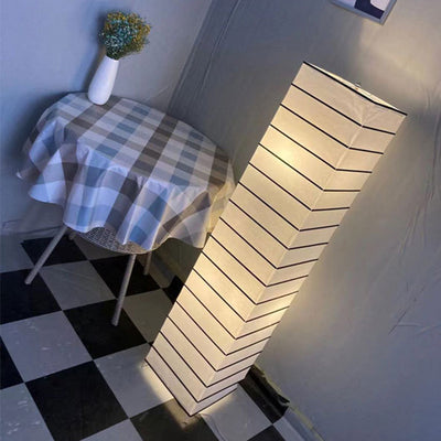 Contemporary Nordic Paper Column Cubic 2-Light Standing Floor Lamp For Bedroom