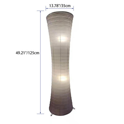 Contemporary Nordic Paper Column Cubic 2-Light Standing Floor Lamp For Bedroom