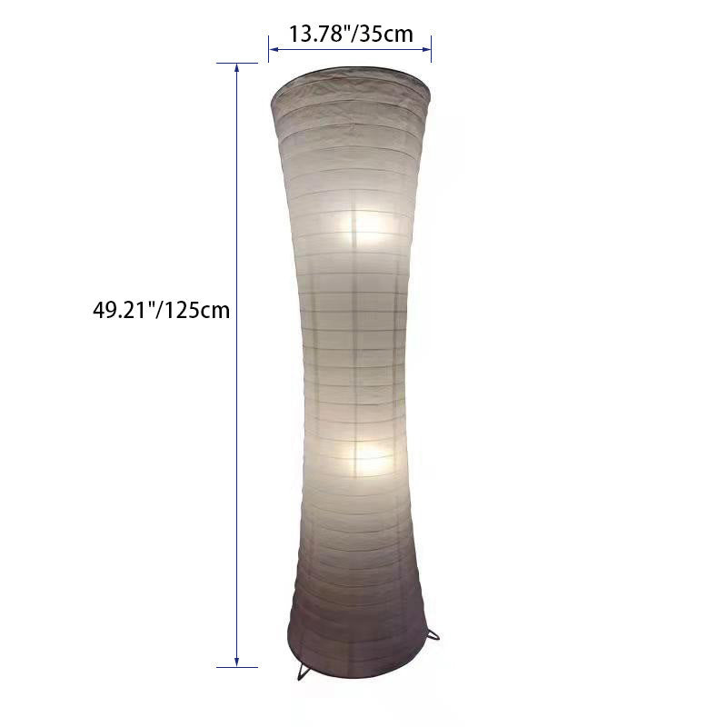 Contemporary Nordic Paper Column Cubic 2-Light Standing Floor Lamp For Bedroom