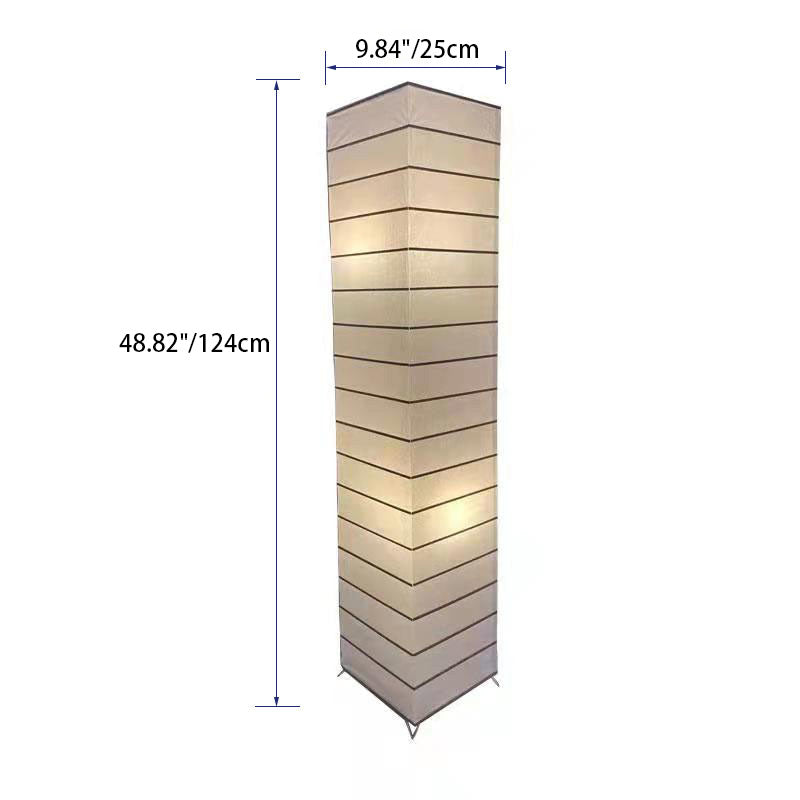 Contemporary Nordic Paper Column Cubic 2-Light Standing Floor Lamp For Bedroom