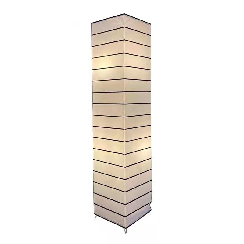 Contemporary Nordic Paper Column Cubic 2-Light Standing Floor Lamp For Bedroom