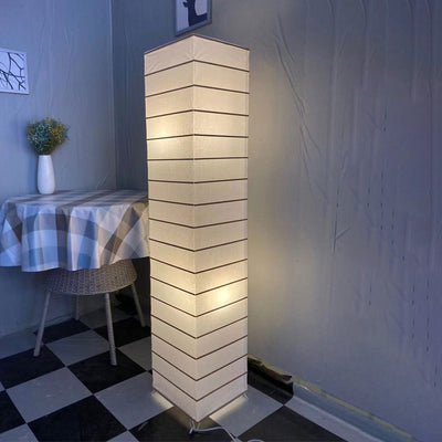 Contemporary Nordic Paper Column Cubic 2-Light Standing Floor Lamp For Bedroom