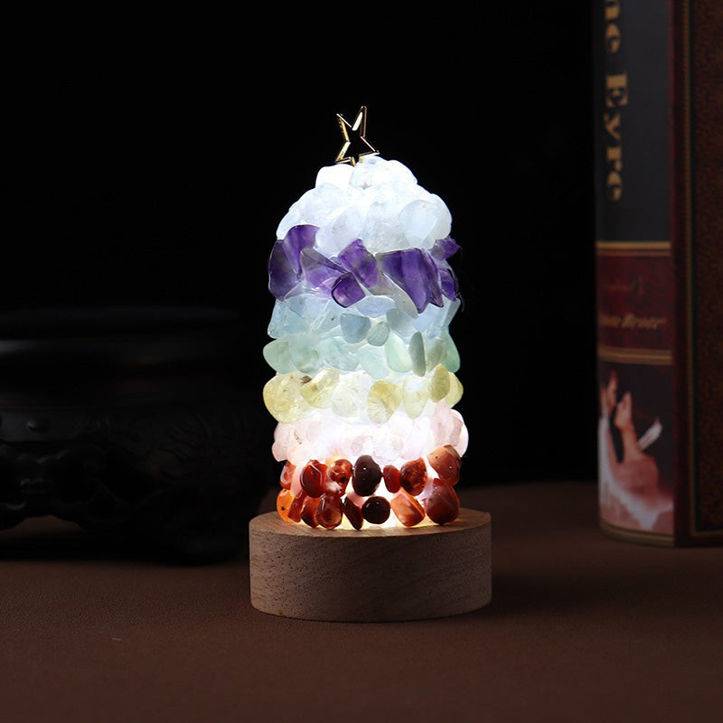 Modern Art Deco Metal Crystal Multi-colored Gemstone Round Base LED Table Lamp For Bedside