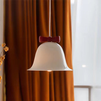 Contemporary Scandinavian Iron Ceramic Bell Bow Tie 1-Light Pendant Light For Dining Room