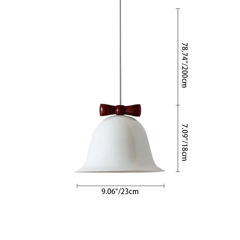 Contemporary Scandinavian Iron Ceramic Bell Bow Tie 1-Light Pendant Light For Dining Room