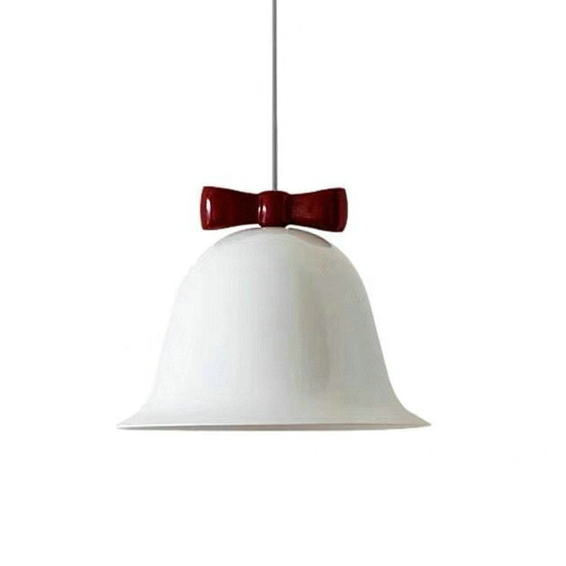 Contemporary Scandinavian Iron Ceramic Bell Bow Tie 1-Light Pendant Light For Dining Room