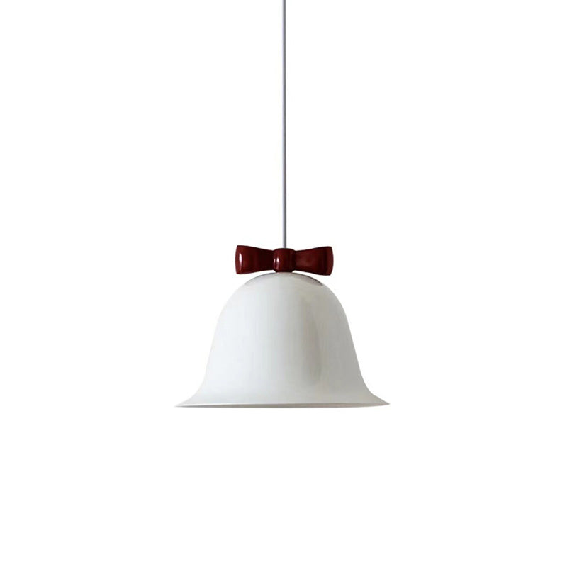 Contemporary Scandinavian Iron Ceramic Bell Bow Tie 1-Light Pendant Light For Dining Room