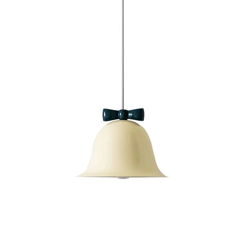 Contemporary Scandinavian Iron Ceramic Bell Bow Tie 1-Light Pendant Light For Dining Room