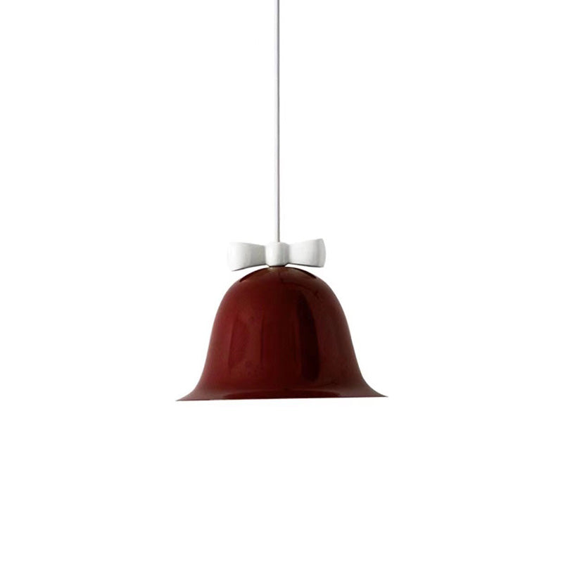 Contemporary Scandinavian Iron Ceramic Bell Bow Tie 1-Light Pendant Light For Dining Room