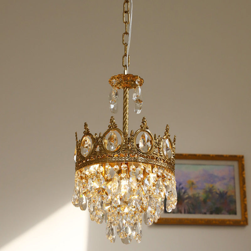 Modern Luxury Crystal Copper Crown Multilayered 1/5/6/9/12 Light Chandeliers For Living Room